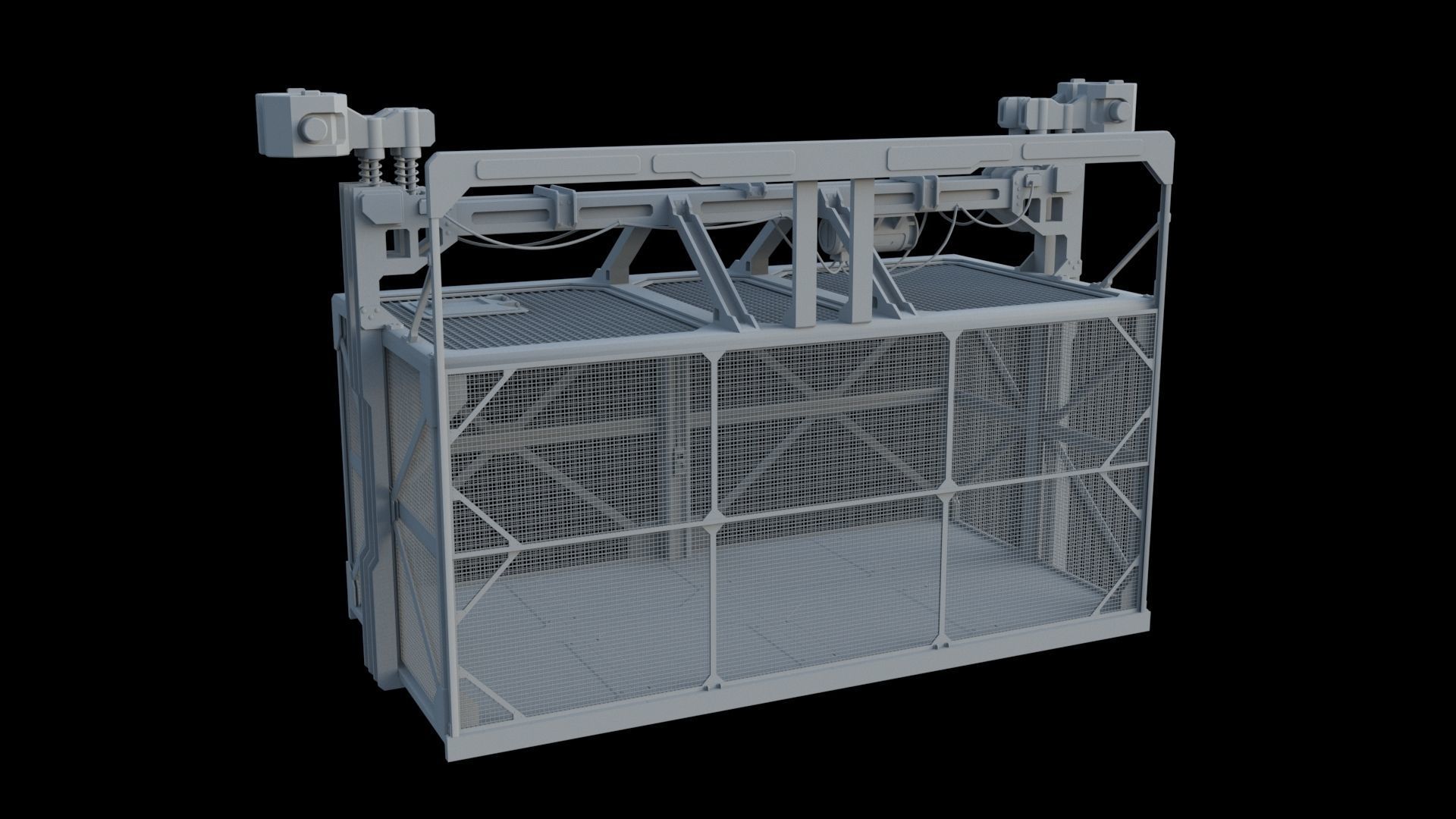 Service Elevator and Shaft 3D model_1