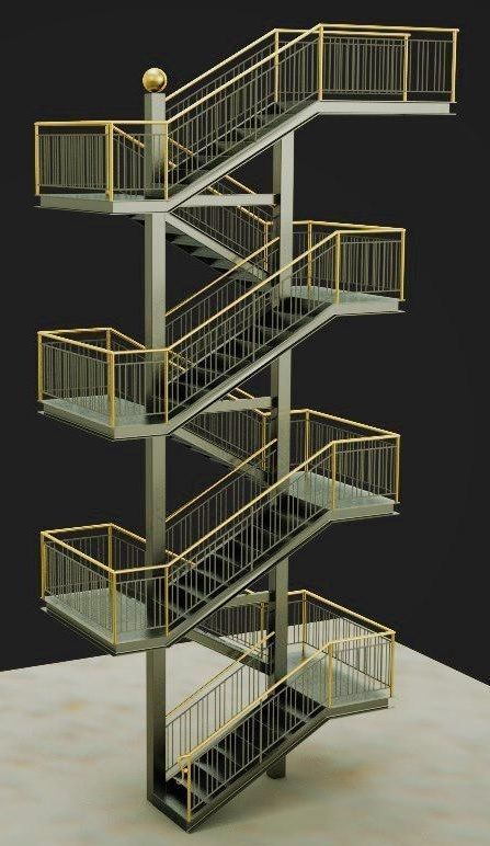 Emergency staircase 3D model_2