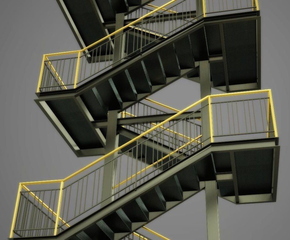 Emergency staircase 3D model_1