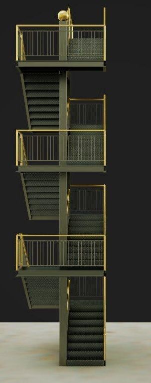 Emergency staircase 3D model_3