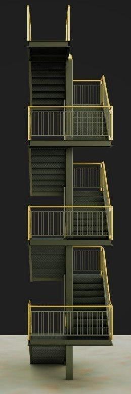 Emergency staircase 3D model_4