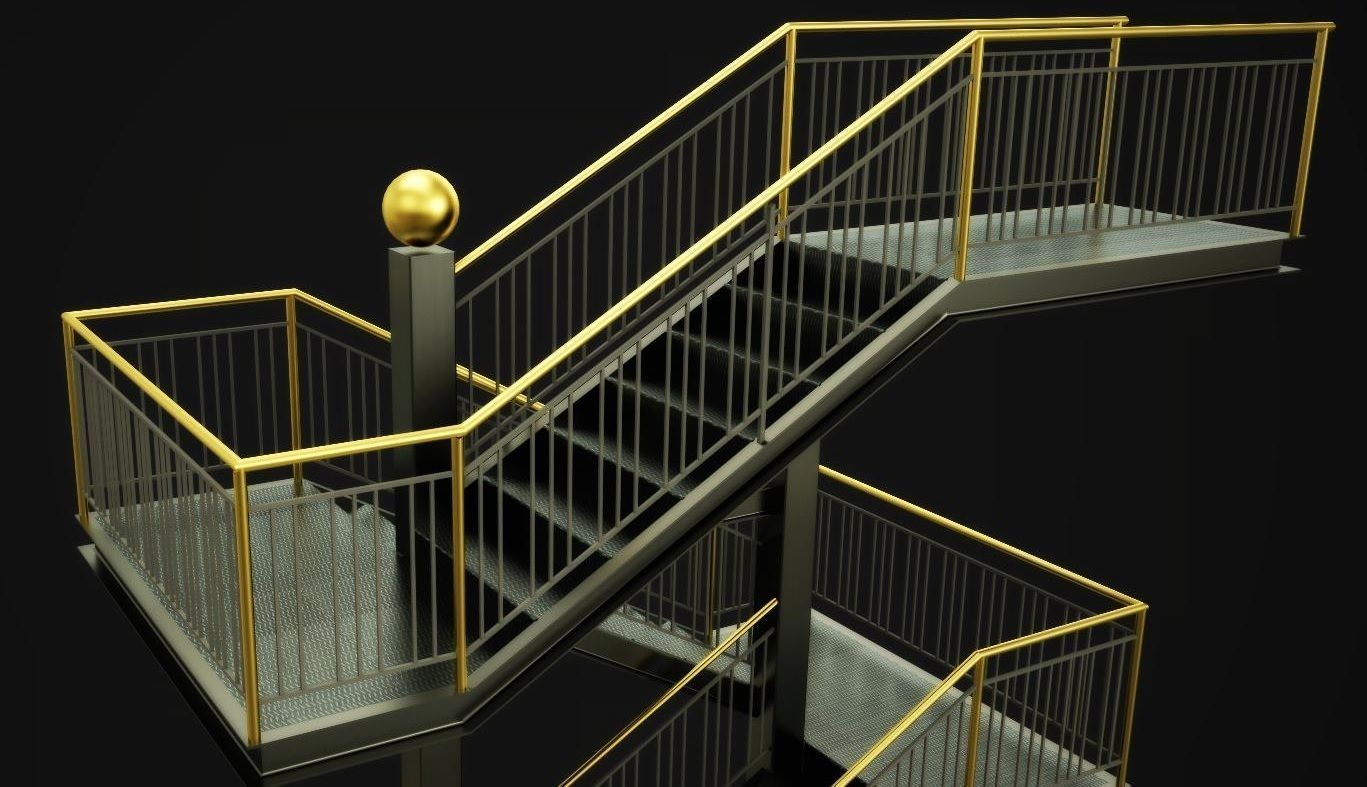 Emergency staircase 3D model_6