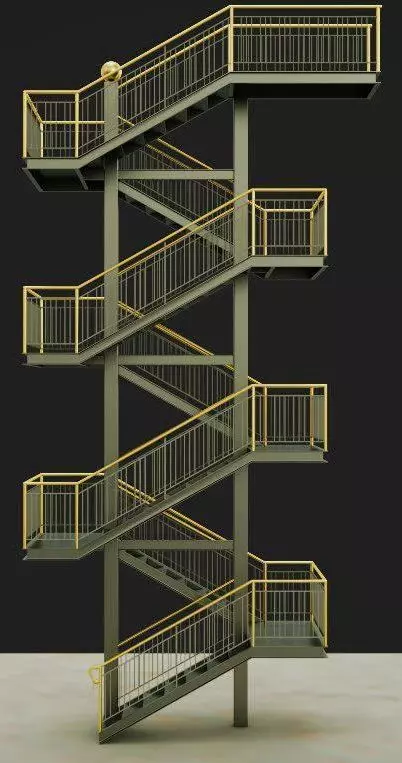 Emergency staircase 3D model_0