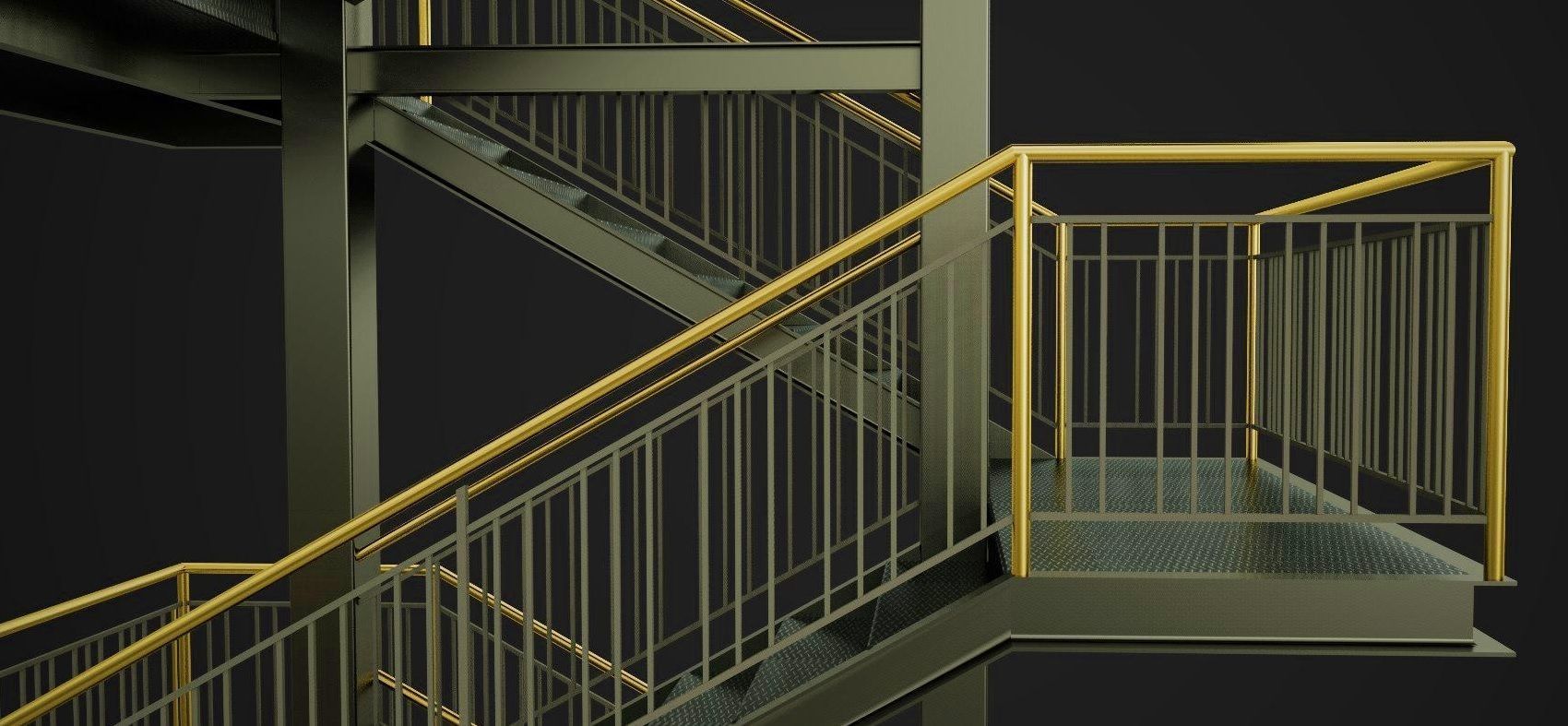 Emergency staircase 3D model_9
