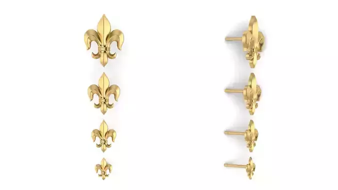 Fleur de Lis Lily Flower Stud Earrings