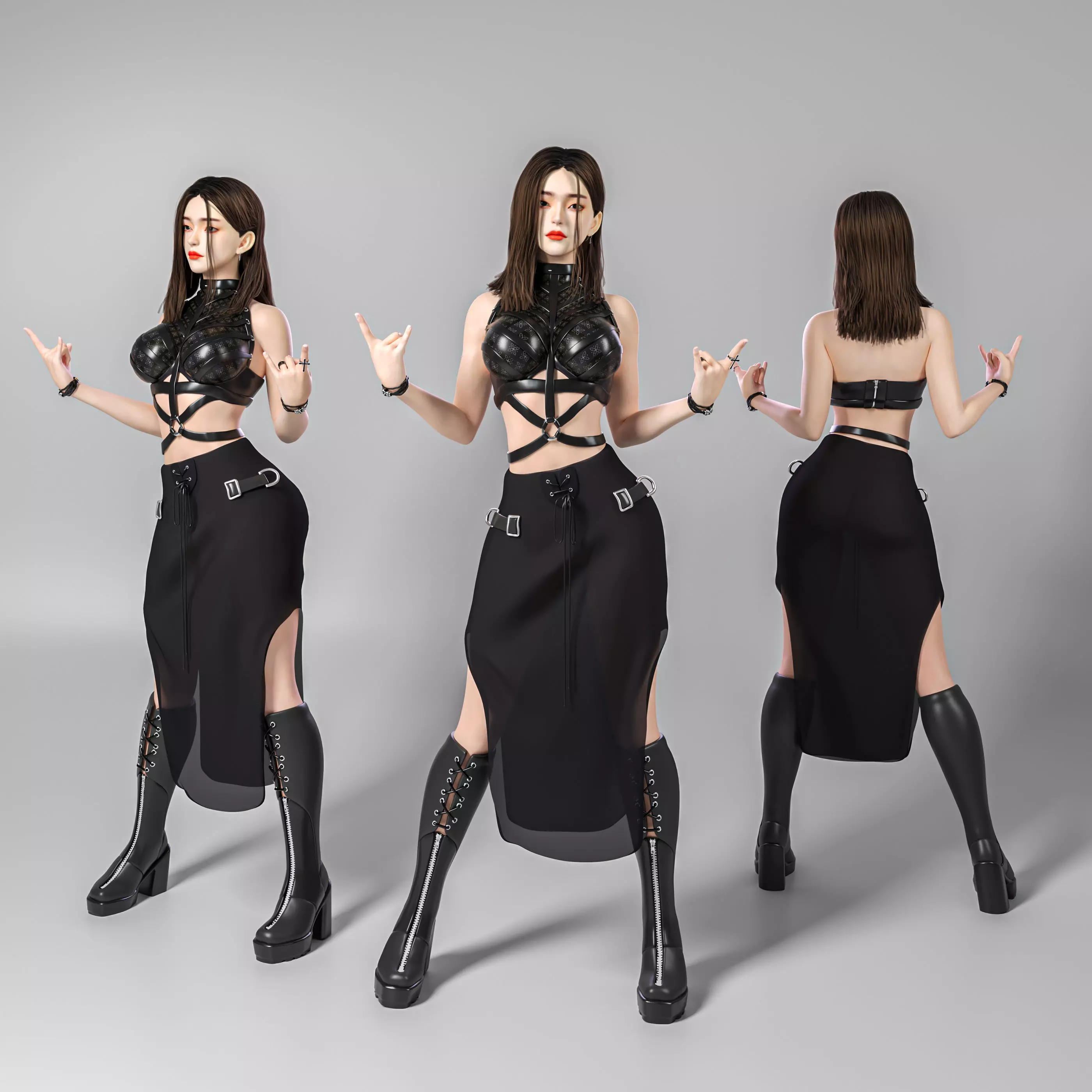 woman in cool postures 3D model