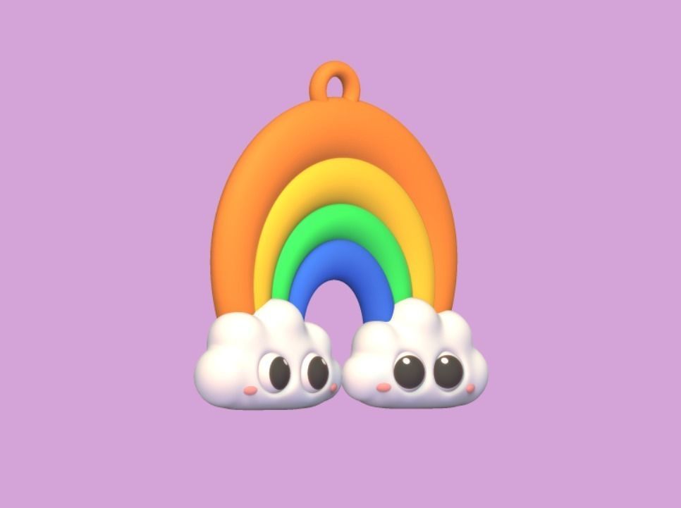 Rainbow Keychain 3D print model_2