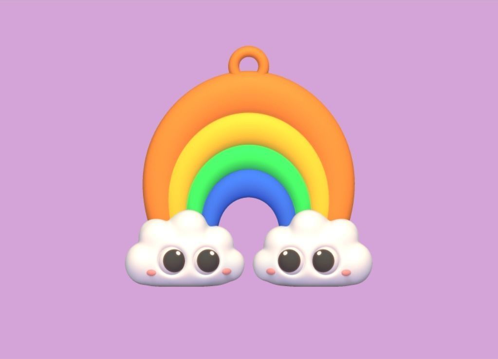 Rainbow Keychain 3D print model_1