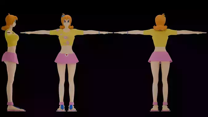 LONG FEET GIRL CARTOON CHARACTER Low-poly 3D model