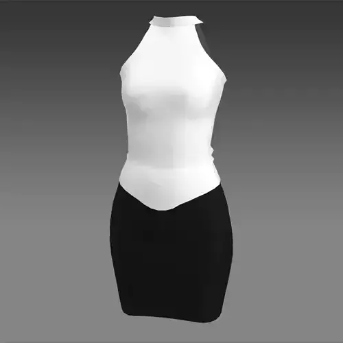halter neck blouse and skirt Low-poly 3D model