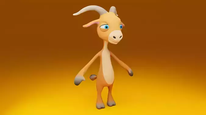 stylized cartoon anthropomorphic goat  3D model