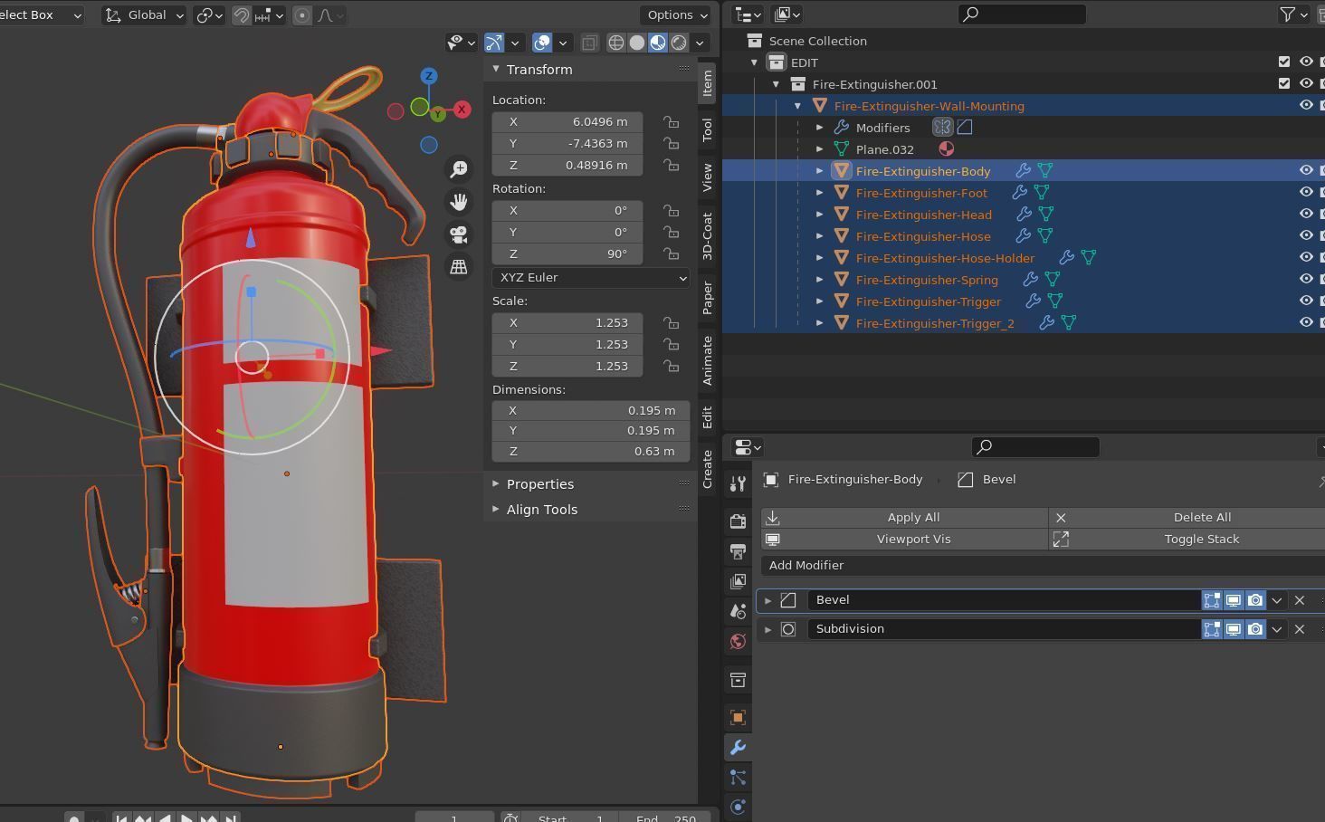 High-Poly Fire Extinguisher 3D model_9