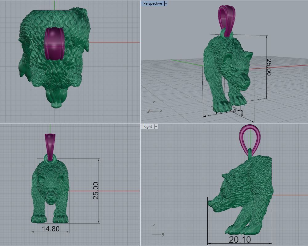 Pendant Wolf 3D print model_8