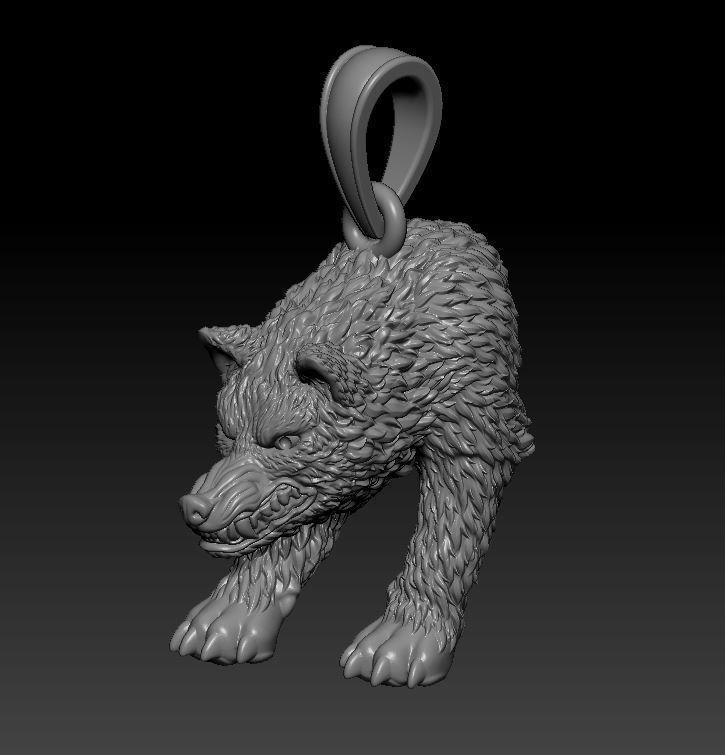 Pendant Wolf 3D print model_1
