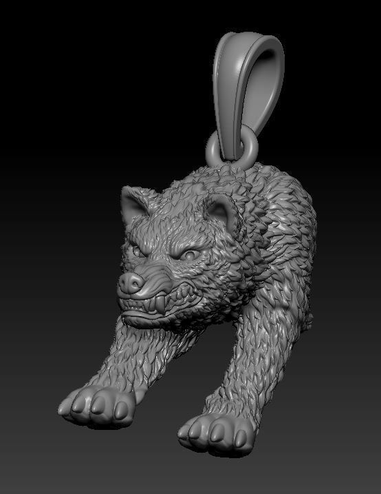 Pendant Wolf 3D print model_3