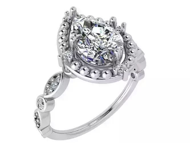 Pear Halo Ring 3718