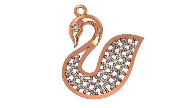 Swan Diamond Mesh Charm Pendant 3D print model