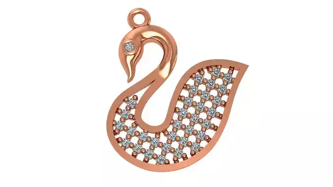 Swan Diamond Mesh Charm Pendant