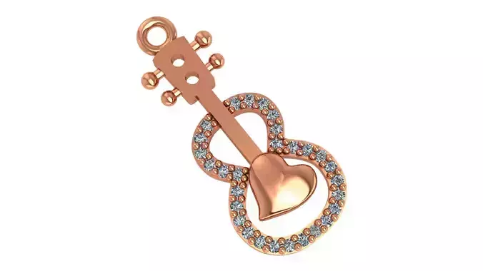 Heart in Guitar Pendant Charm