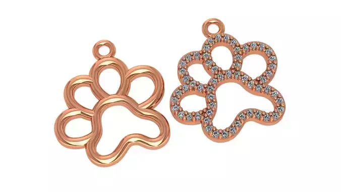  Cat And Dog Paw Charm Pendant Necklace 3D print model