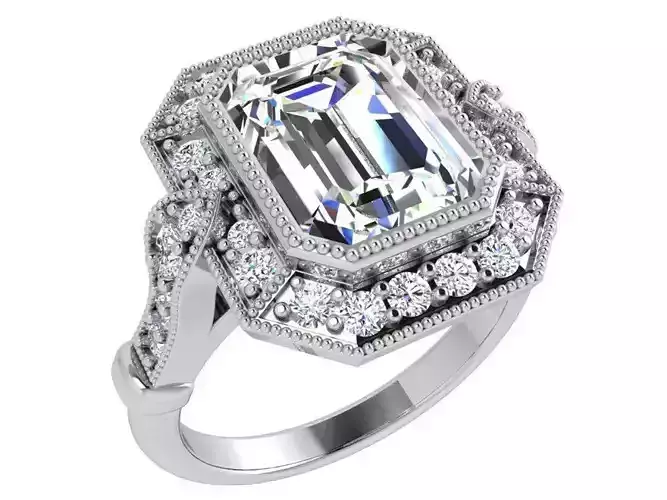 Emerald Halo Ring 3724