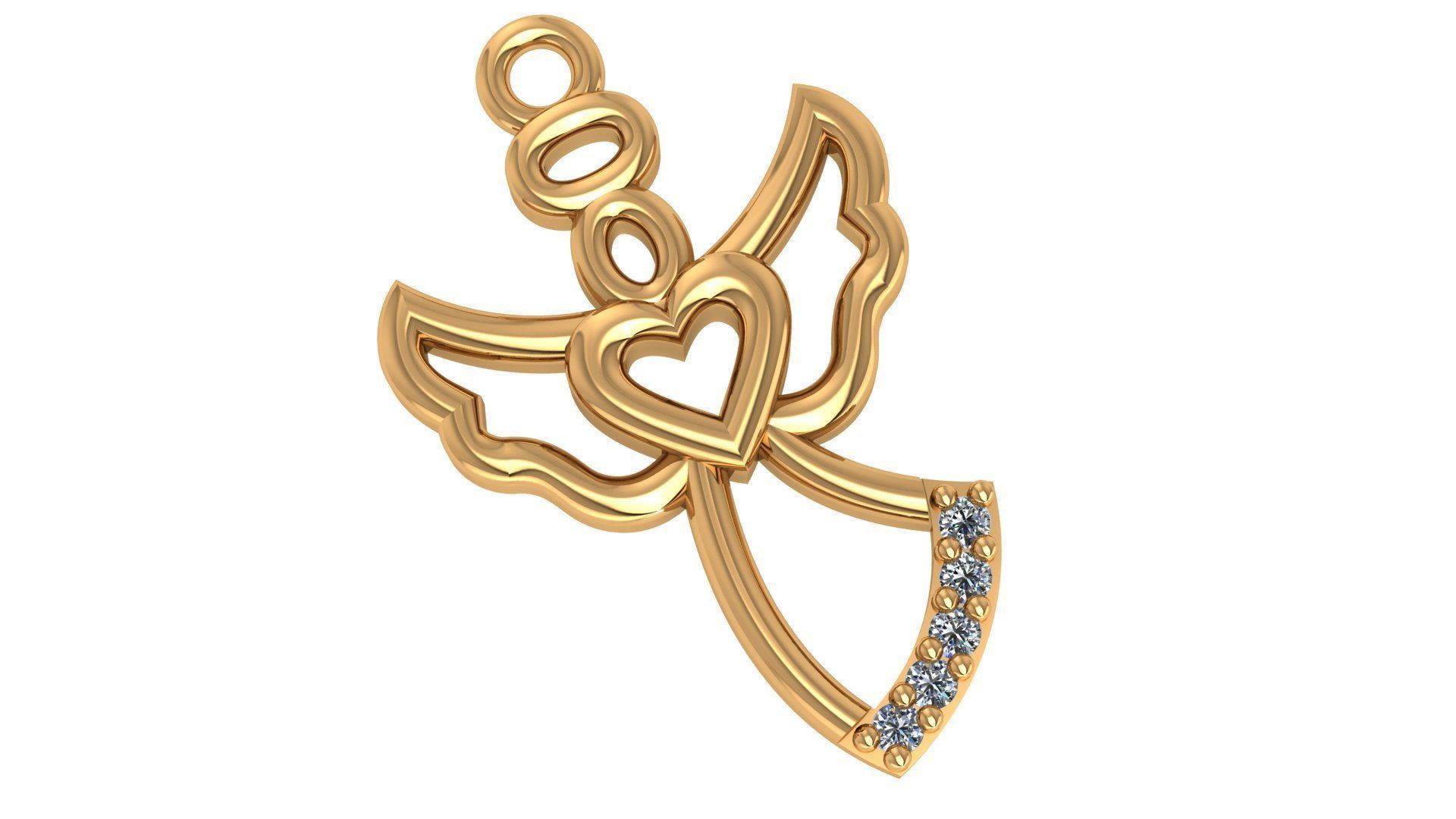 Angel with Love Heart Pendant 3D print model_1