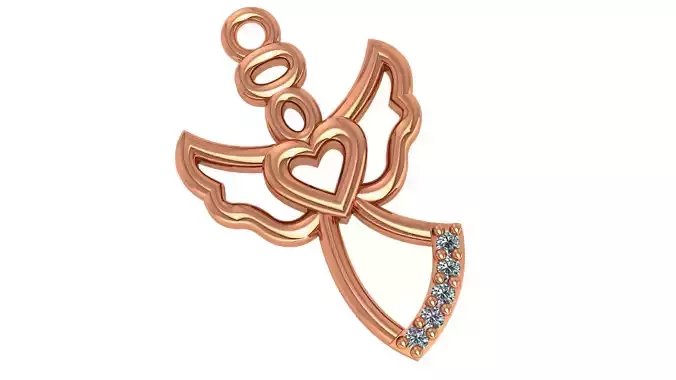Angel with Love Heart Pendant 3D print model
