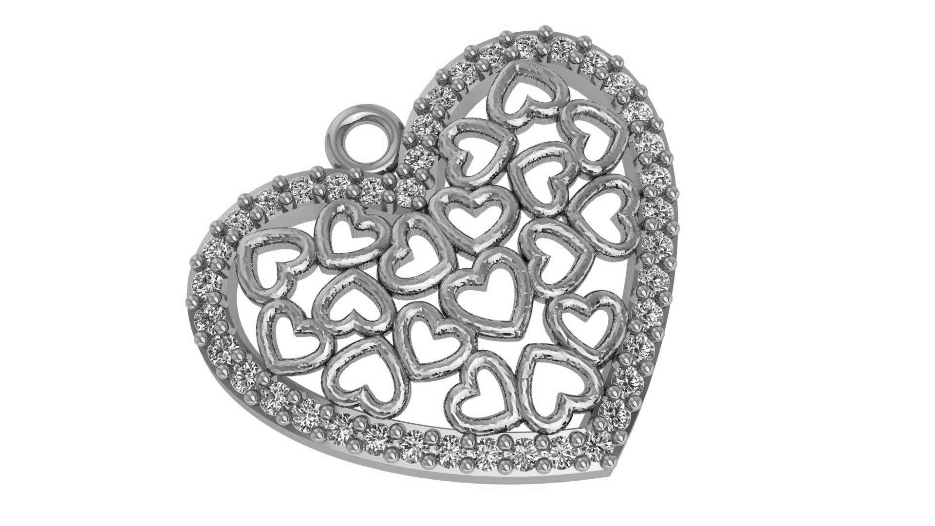 Hearts in Heart Pendant 3D print model_2