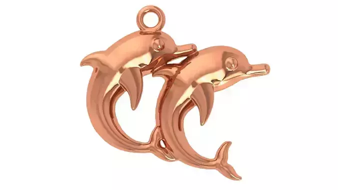 Dual Dolphin Charm Pendant 