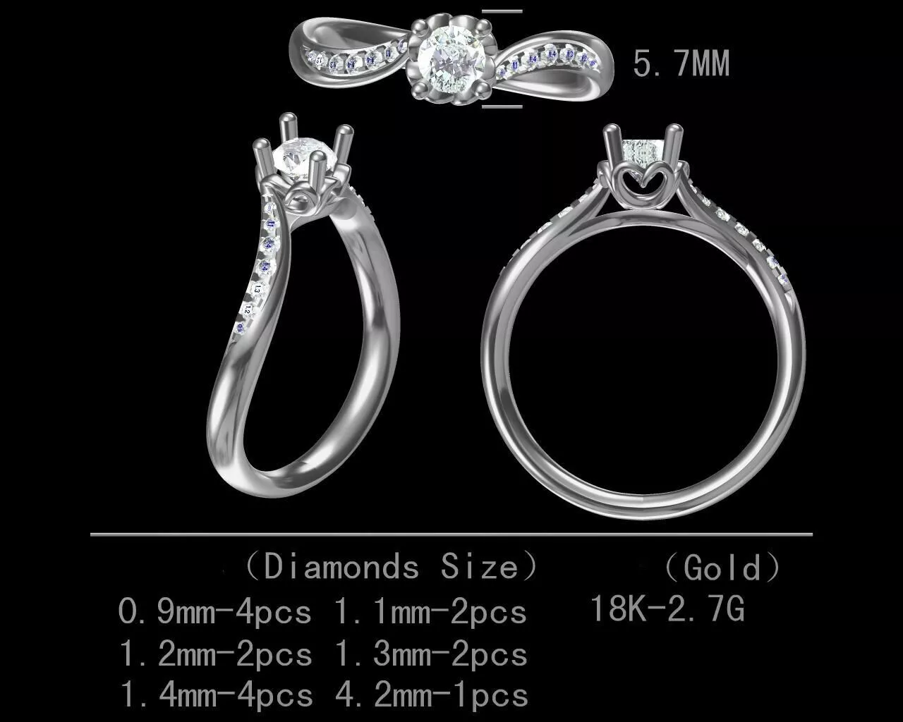 Fancy design diamond engagement ring for women 3D model Free 3D print model
