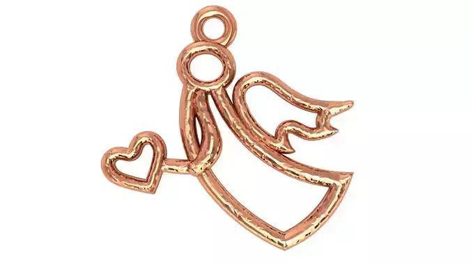 Angel giving heart pendant 3D print model