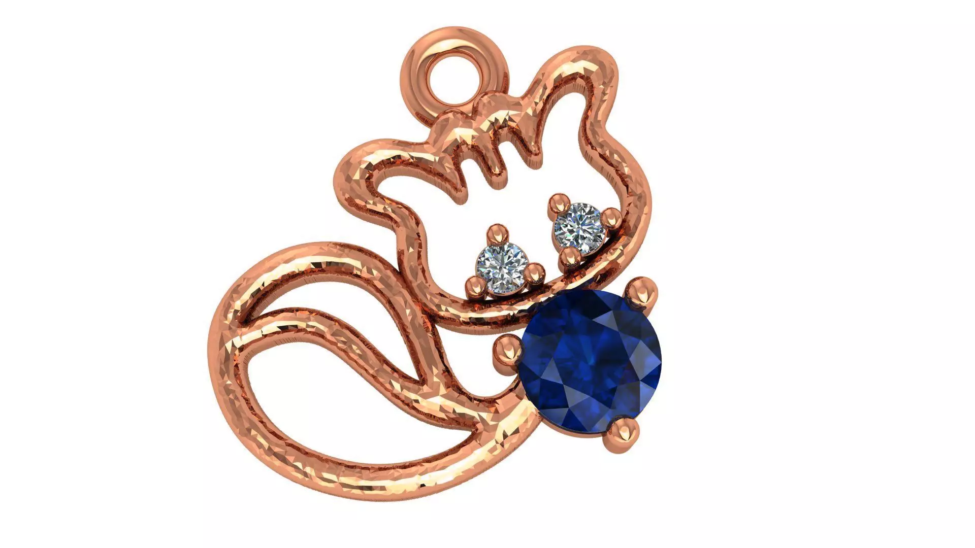 Cat Sapphire Charm Necklace Pendant 3D print model_0