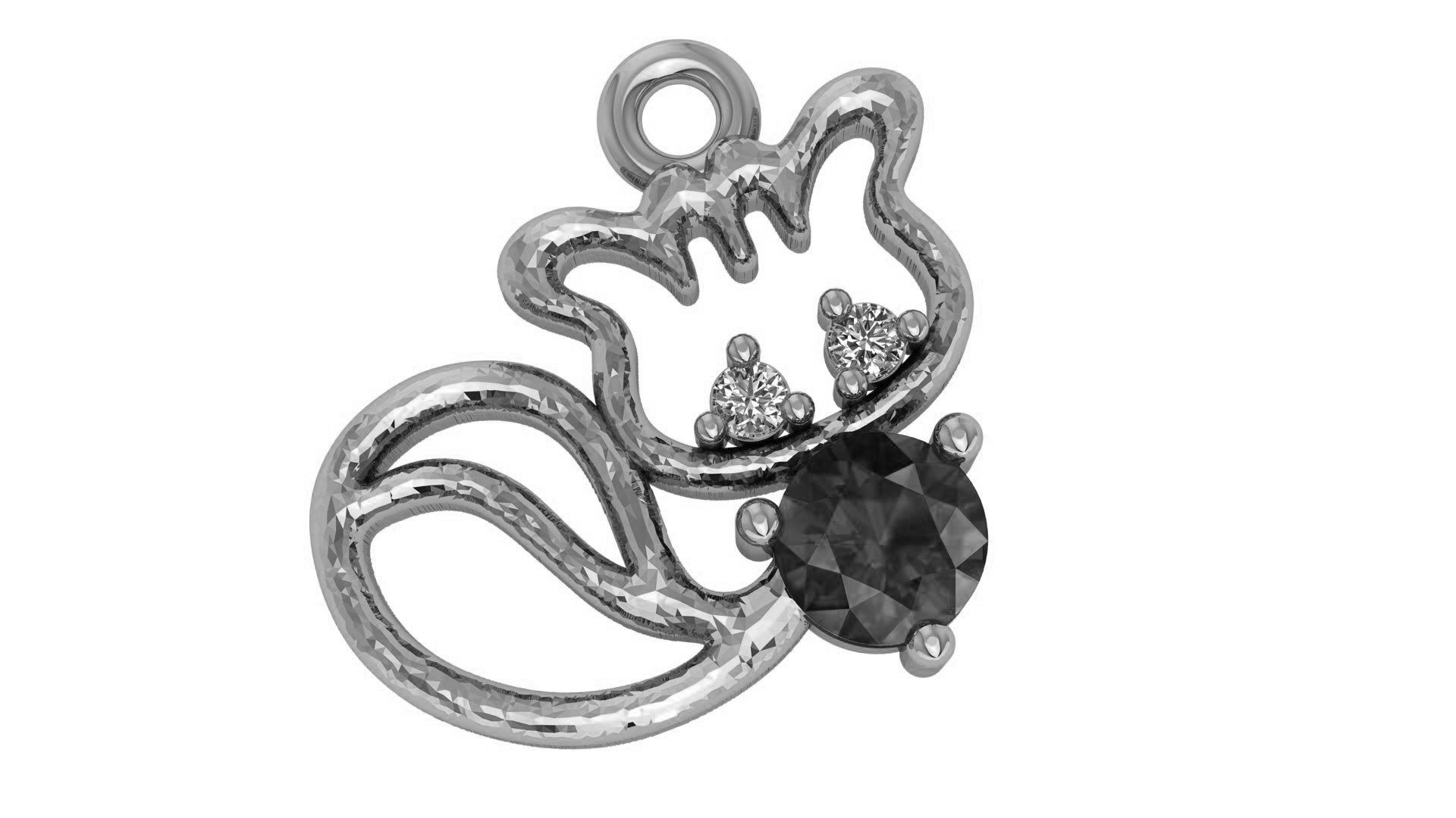 Cat Sapphire Charm Necklace Pendant 3D print model_2