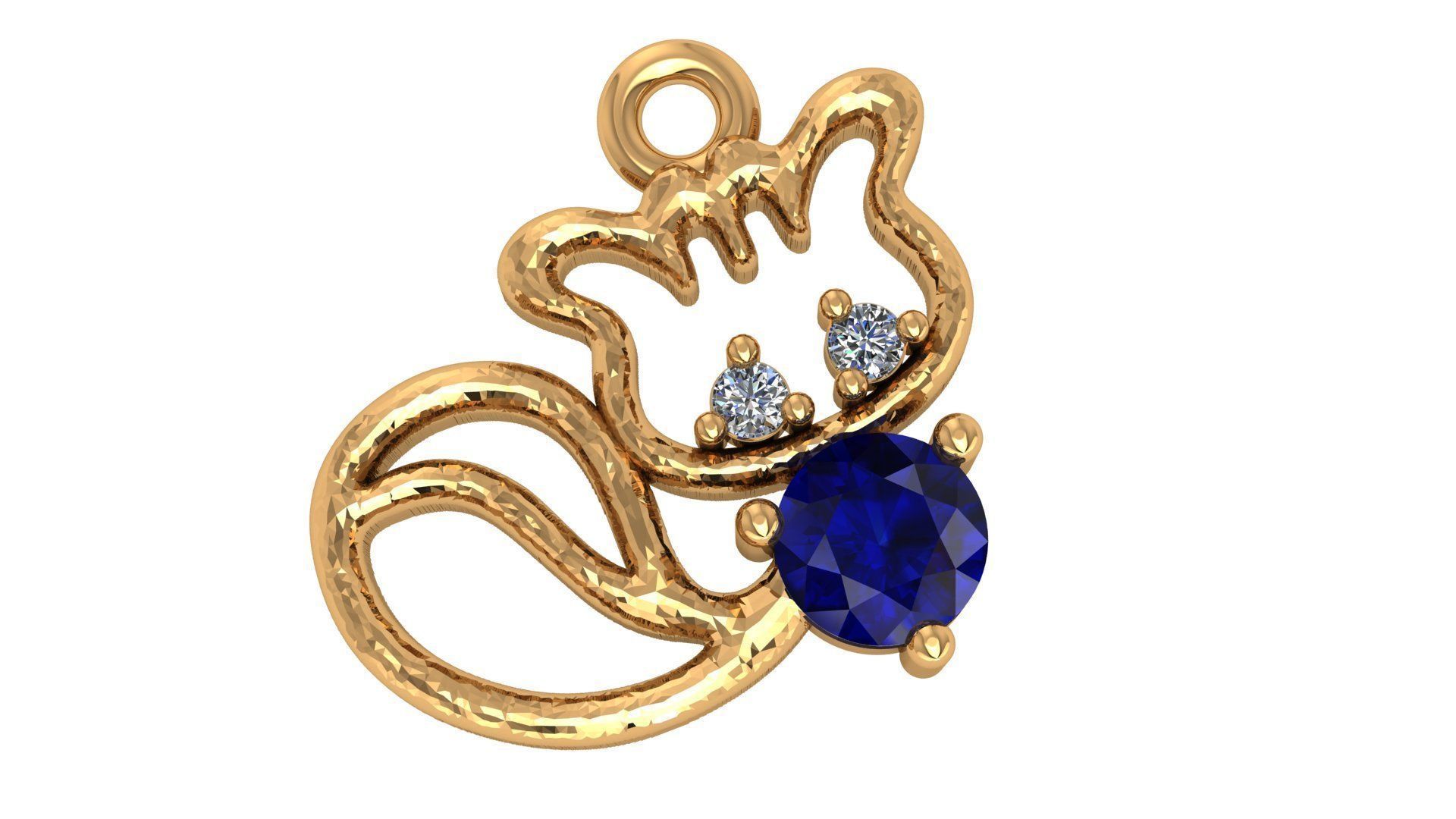 Cat Sapphire Charm Necklace Pendant 3D print model_1