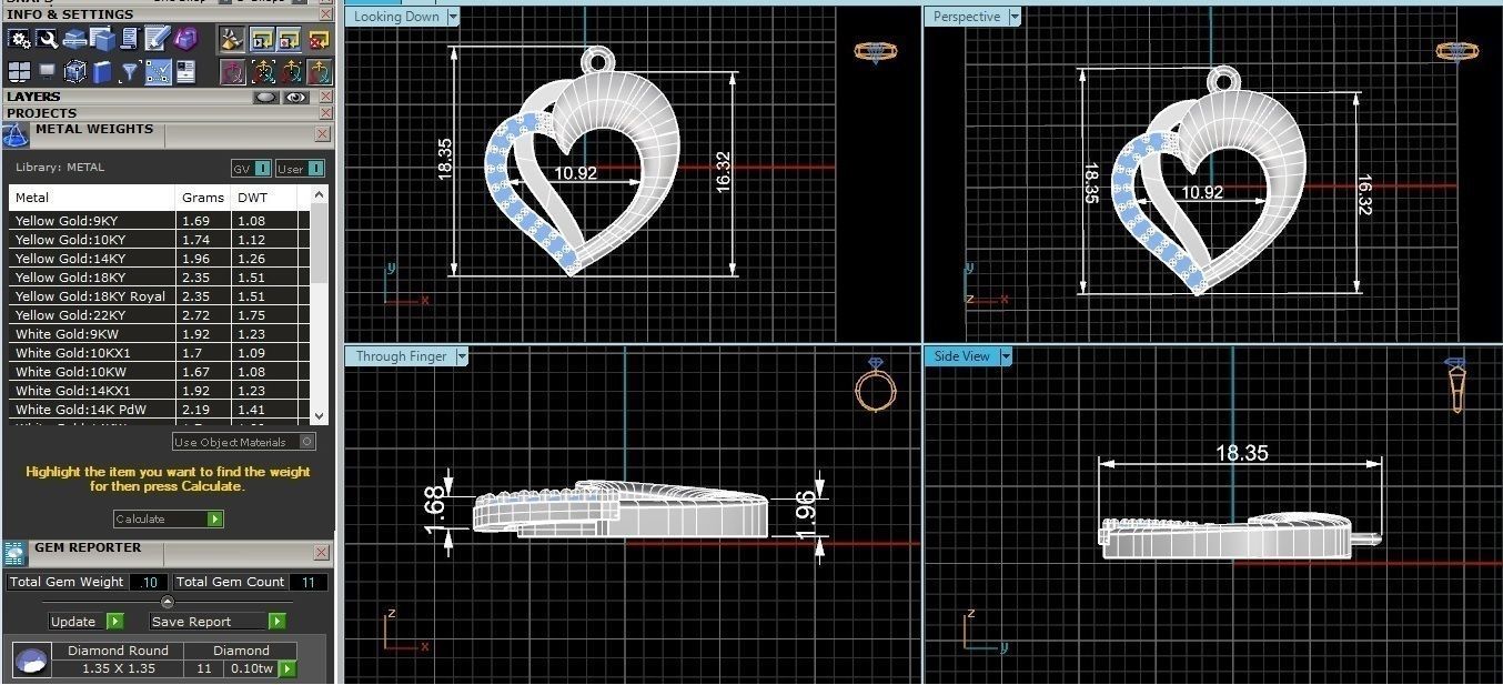 Dual Heart Love Pendant charms 3D print model_3