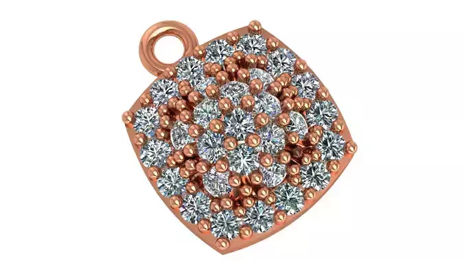 Rectangle Diamond studded Necklace Charm Pendant