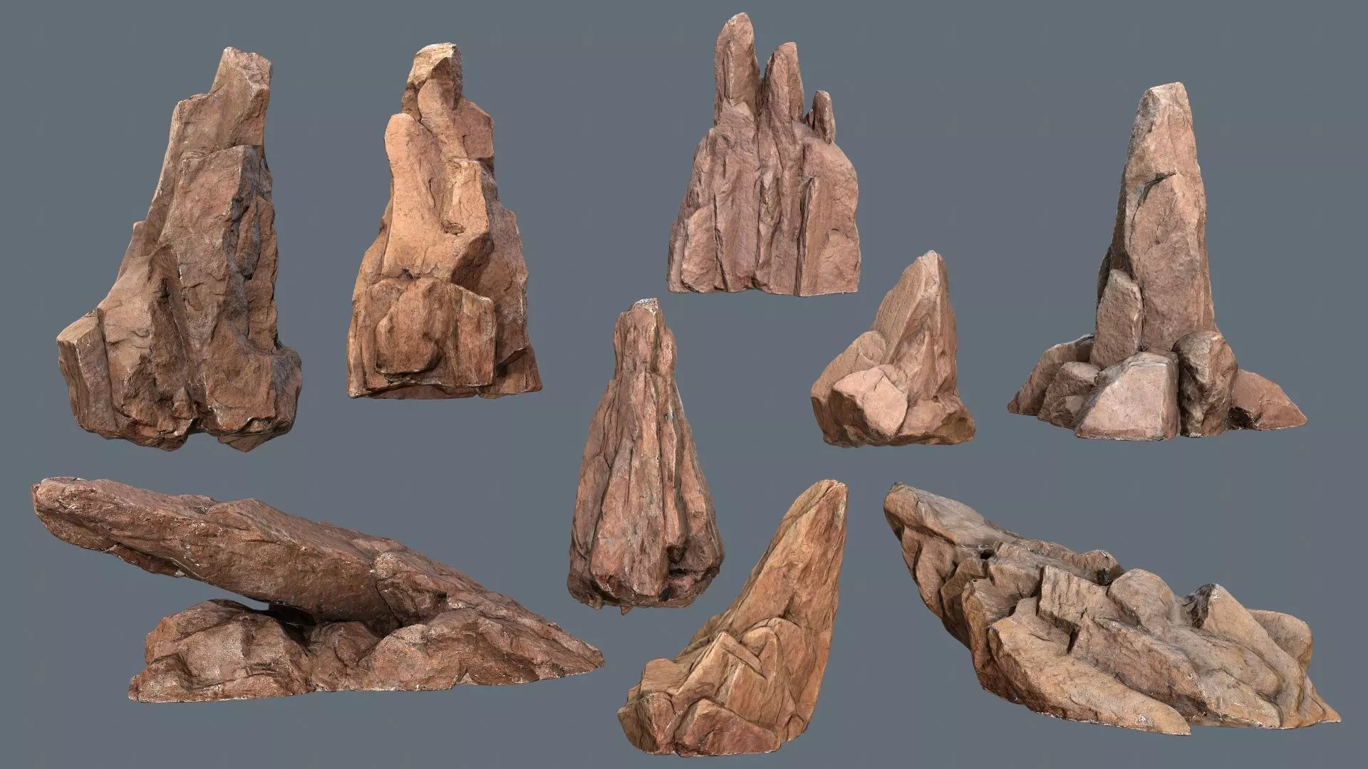 desert rocks Low-poly 3D model_0