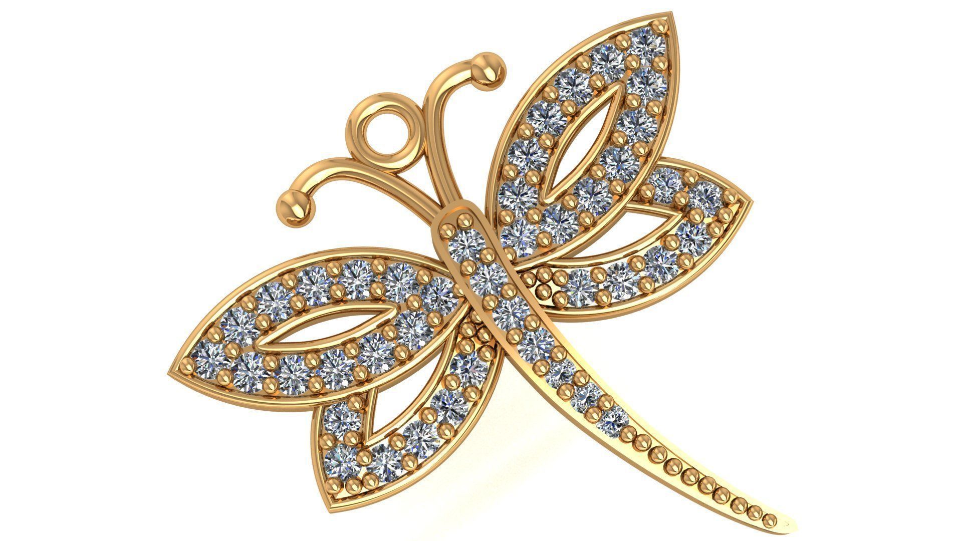 Dragonfly Charm Pendant 3D print model_1