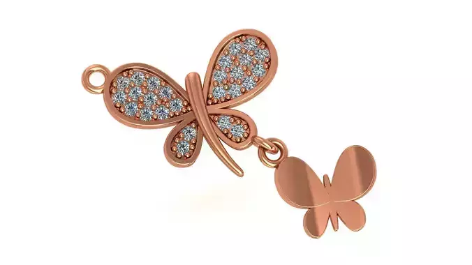 Twin Butterfly Necklace Charm Pendant 