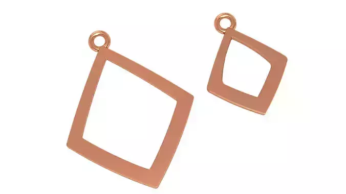 Plain Gold Rectangle Necklace Charm Pendant