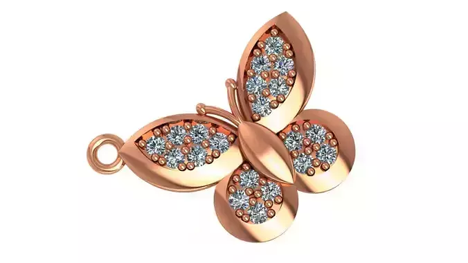 Butterfly Charm Necklace Pendant  3D print model