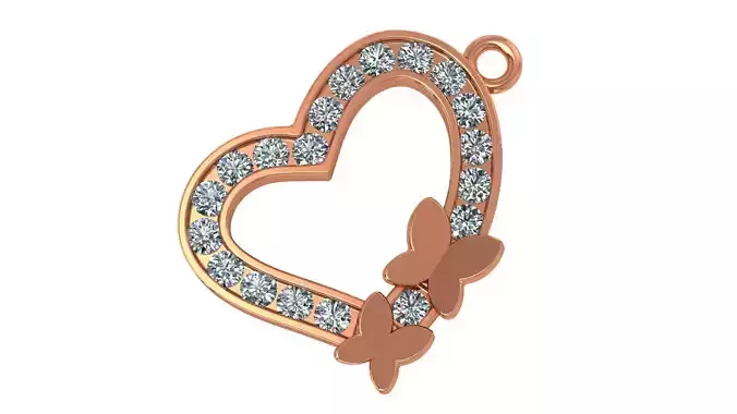 Heart Butterfly Pendant 3D print model