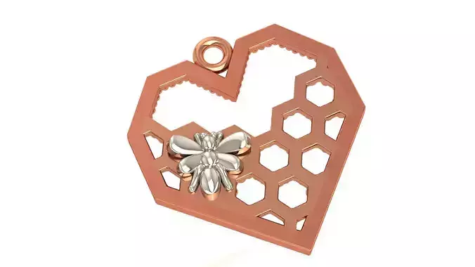 Bees on Heart Pendant