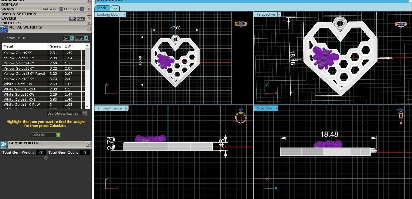 Bees on Heart Pendant 3D print model_3