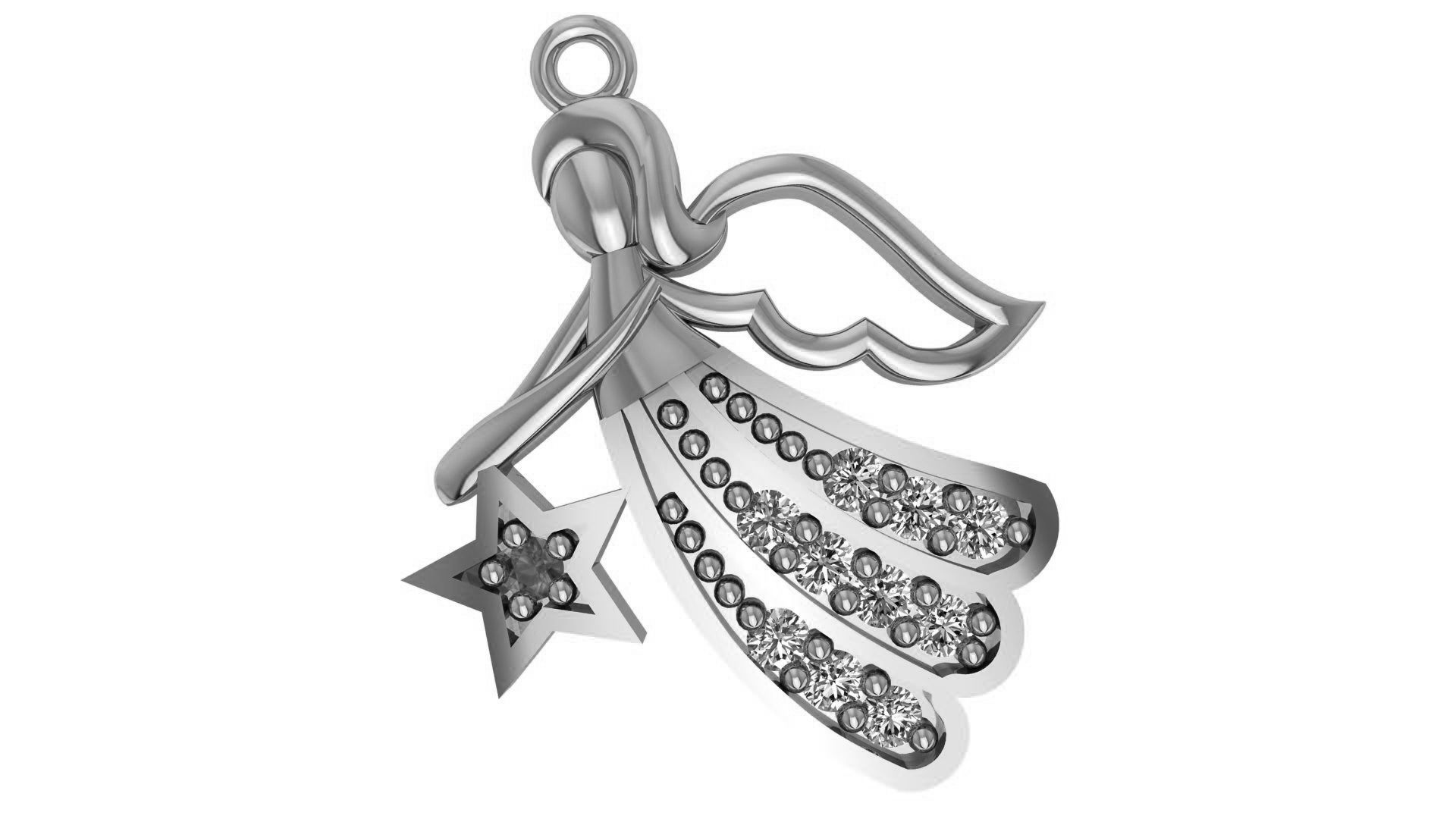 Angel with Star Pendant 3D print model_2