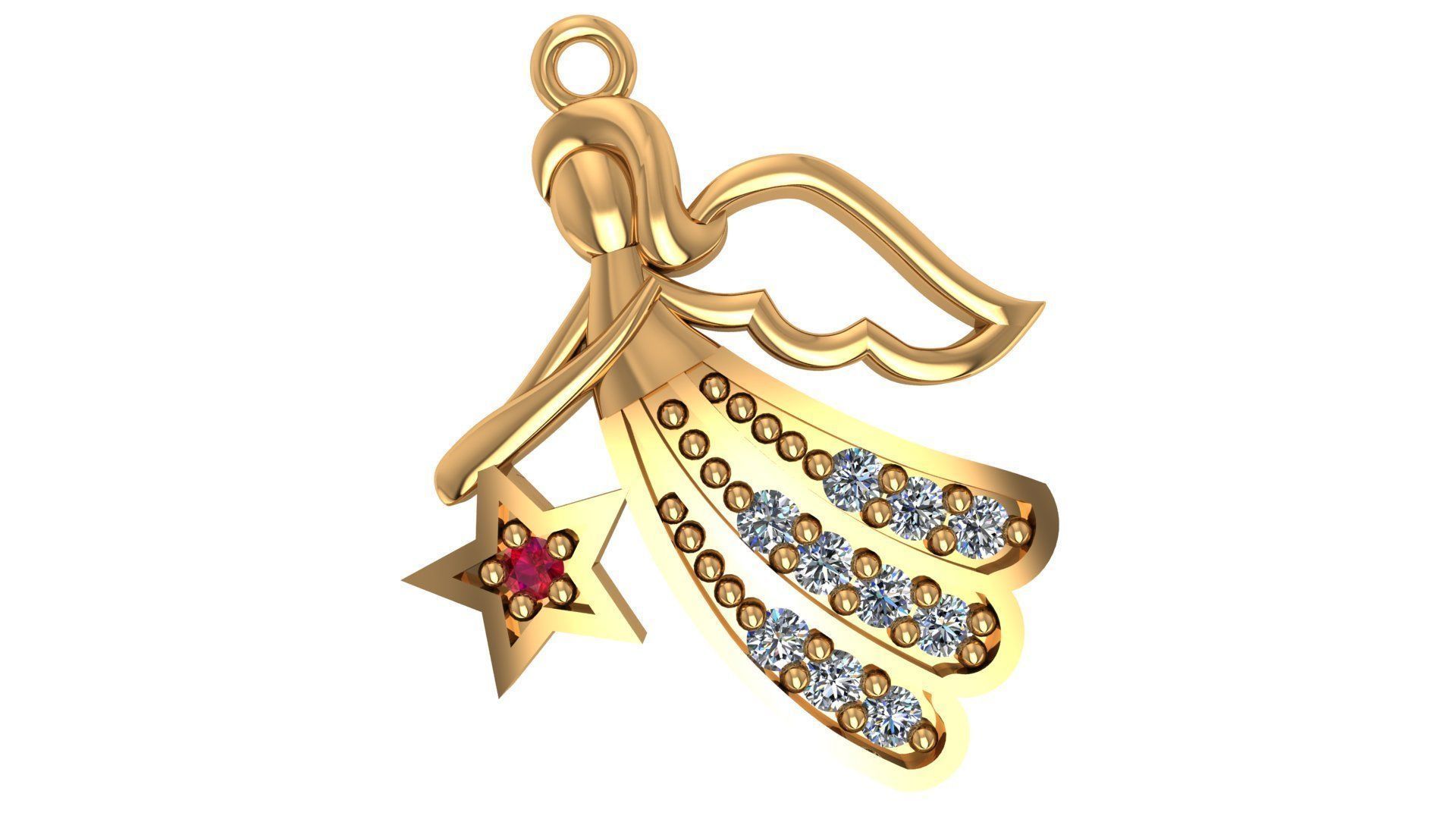 Angel with Star Pendant 3D print model_1