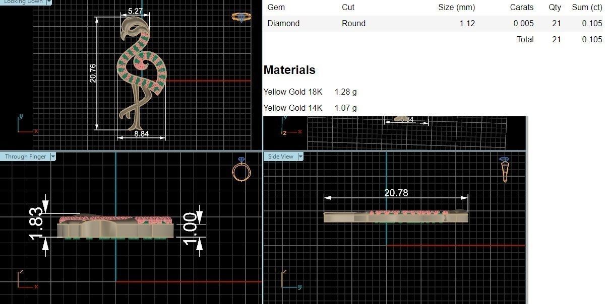  Flamingo Charm Pendant 3D print model_3
