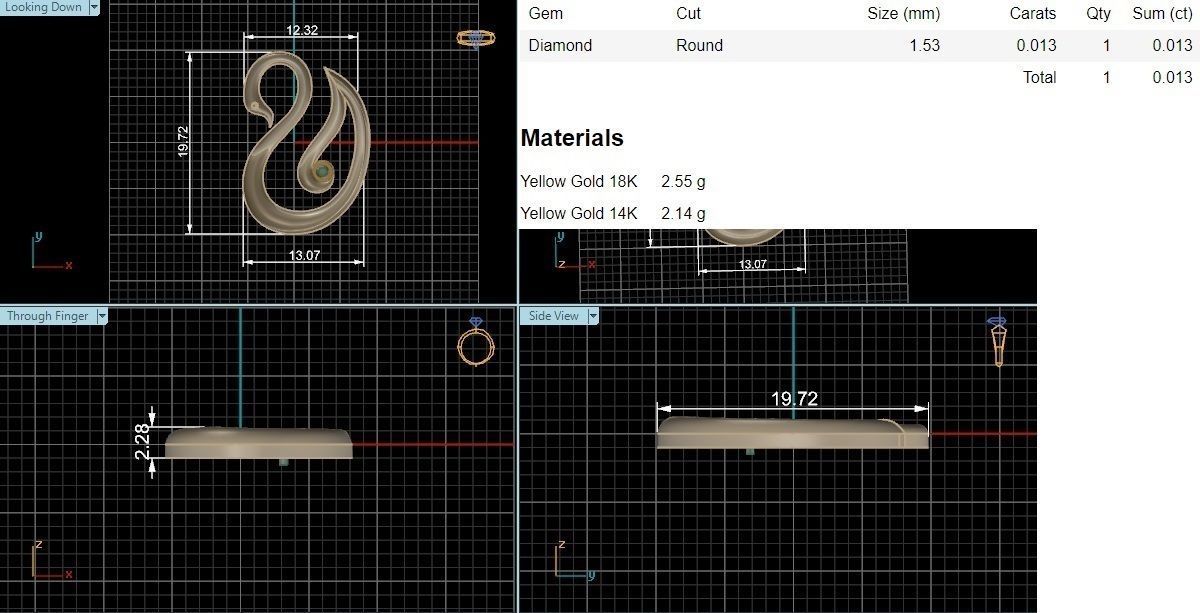 Swan Charm Pendant 3D print model_3