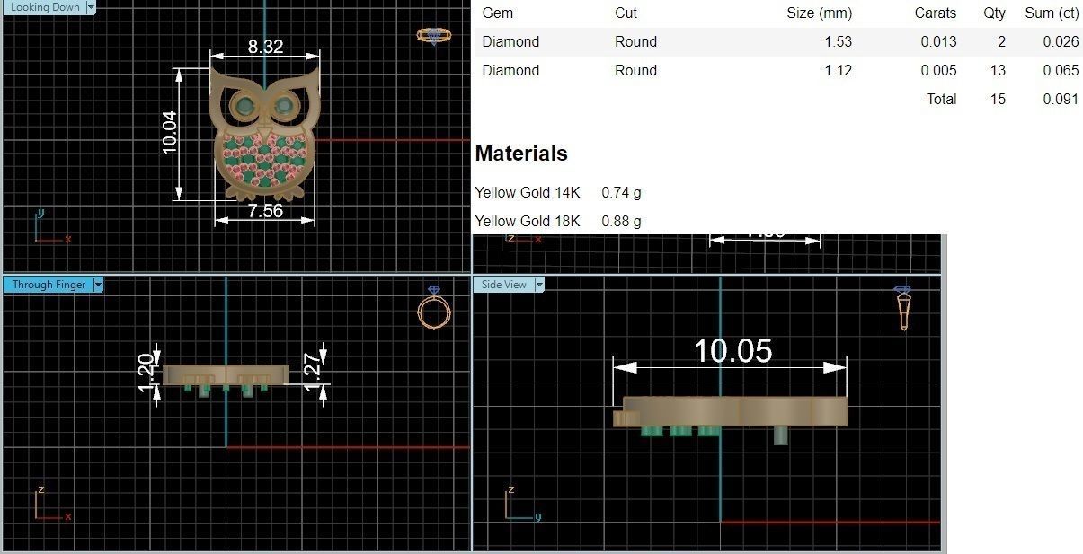 Blue Eyed Owl Pendant 3D print model_3