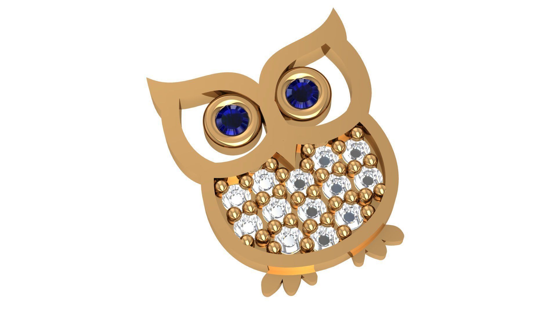 Blue Eyed Owl Pendant 3D print model_1